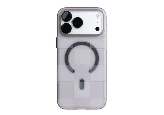Air Jacket Mag Kiriko for iPhone 17 Pro Max Smoke Matte - Japanese Checkerboard Design (Ichimatsu)