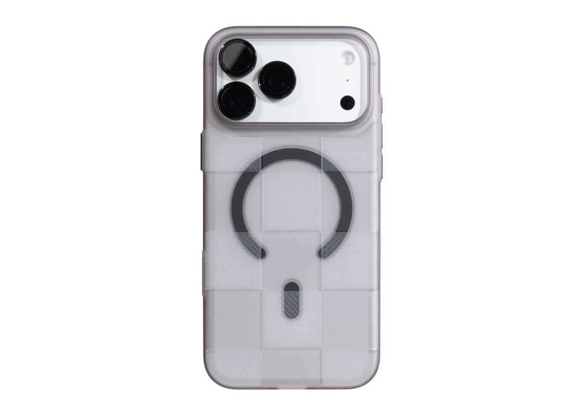 Air Jacket Mag Kiriko for iPhone 18 Pro Max Smoke Matte - Japanese Checkerboard Design (Ichimatsu)