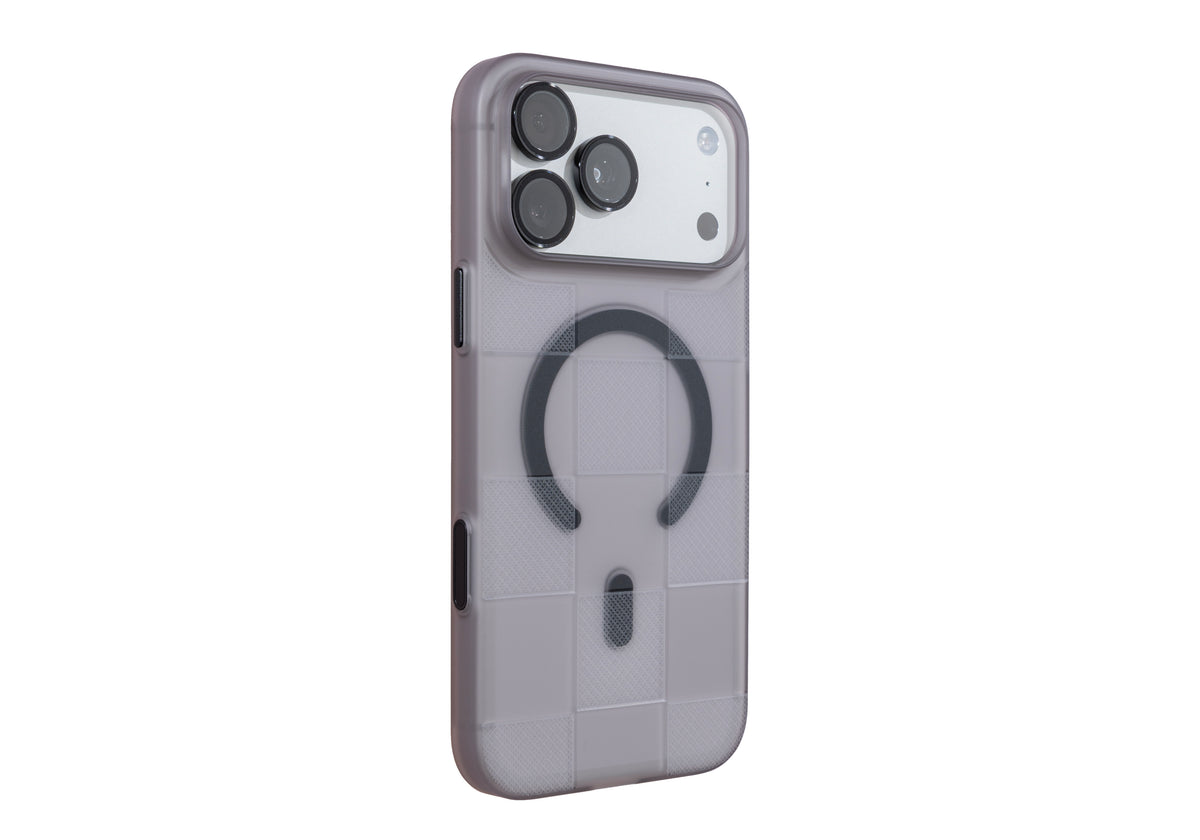 Air Jacket Mag Kiriko for iPhone 17 Pro Max Smoke Matte - Japanese Checkerboard Design (Ichimatsu)