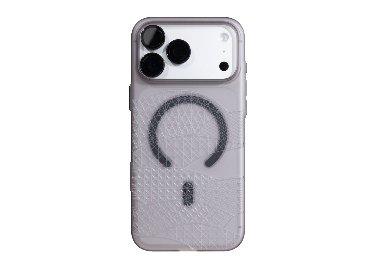 Air Jacket Mag Kiriko for iPhone 18 Pro Max Smoke Matte - Japanese Traditional Fan Pattern (Chiyogara)