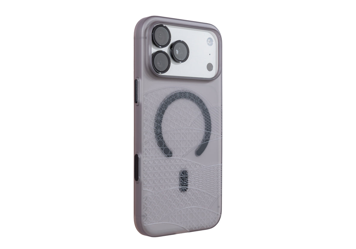 Air Jacket Mag Kiriko for iPhone 17 Pro Max Smoke Matte - Japanese Traditional Fan Pattern (Chiyogara)