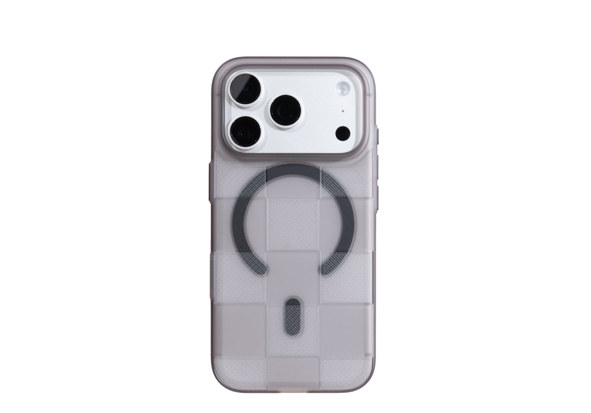 Air Jacket Mag Kiriko for iPhone 18 Pro Smoke Matte - Japanese Checkerboard Design (Ichimatsu)