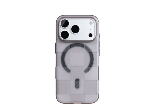 Air Jacket Mag Kiriko for iPhone 18 Pro Smoke Matte - Japanese Checkerboard Design (Ichimatsu)
