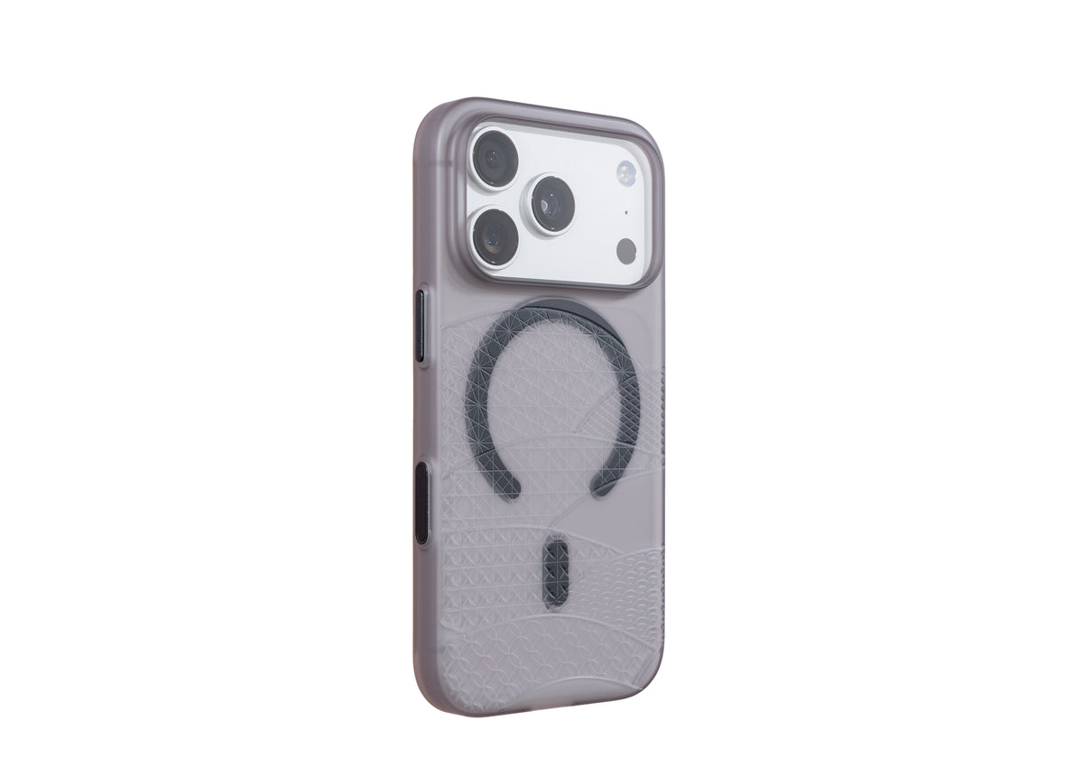 Air Jacket Mag Kiriko for iPhone 18 Pro Smoke Matte - Japanese Traditional Fan Pattern (Chiyogara)